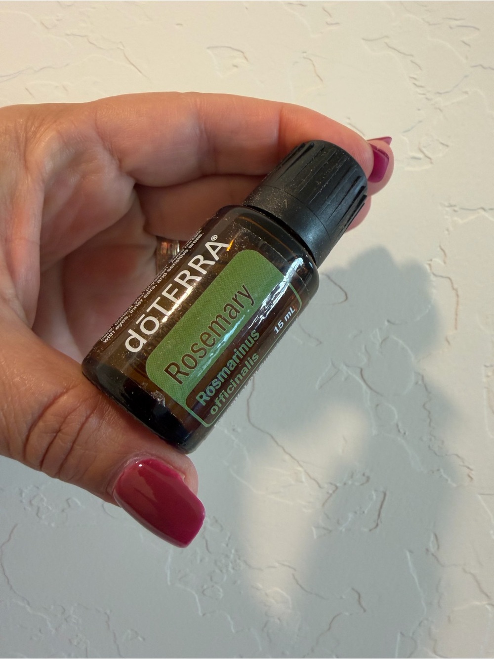 Doterra Essential Oil Bottle with Green Label and Amber Glass